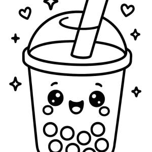 kolorowanka kawaii bubble tea