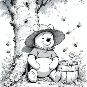 Winnie the Pooh summer coloring page