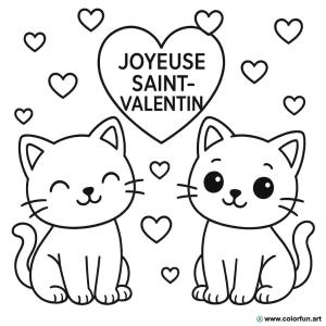 Valentine's Day coloring page with hearts