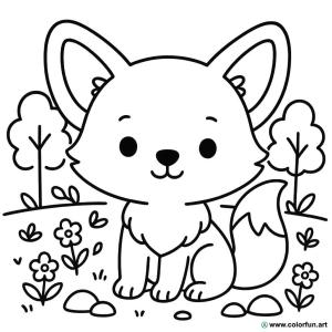 kolorowanka lis kawaii