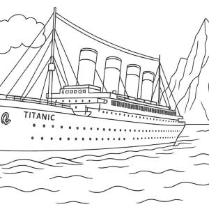 coloriage titanic avec iceberg
