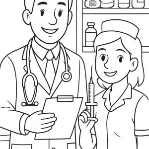 kolorowanka doktor i pielęgniarka