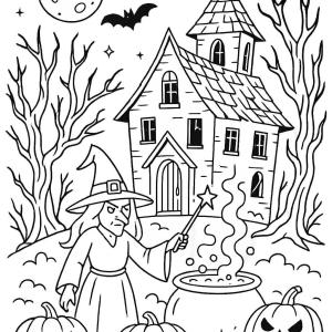 coloring page scary adult halloween