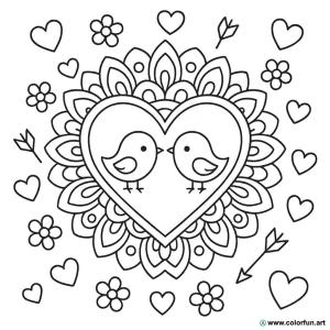 Valentine's Day mandala coloring page