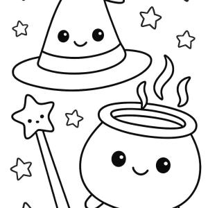 kolorowanka harry potter kawaii zaczarowane przedmioty