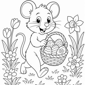 dibujo para colorear ratón de Pascua