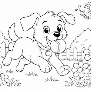 coloriage bébé animal chiot joueur