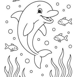 kolorowanka delfin pod wodą