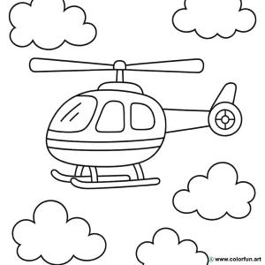 kolorowanka helikopter z chmurami
