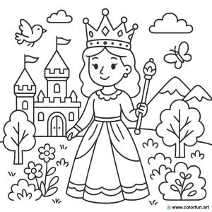 Disegno da colorare regina e il suo regno
