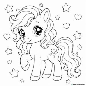 coloriage petit poney kawaii