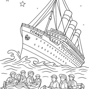 coloriage titanic scène de naufrage