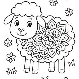 dibujo para colorear mandala de oveja