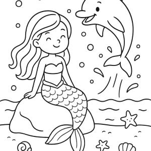 kolorowanka syrenka delfin