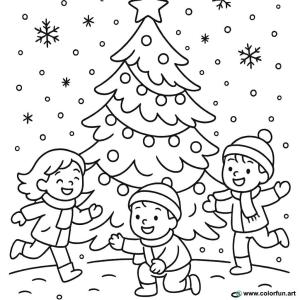dibujo para colorear invierno árbol de navidad