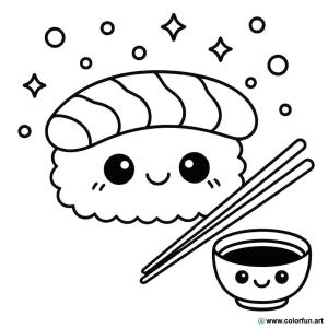 kolorowanka kawaii sushi