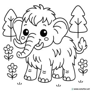 kolorowanka mamut kawaii