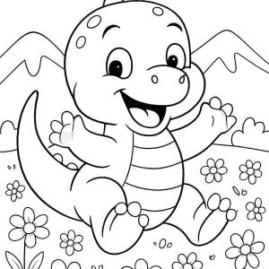 kolorowanka niemowlę dinozaur wesoły