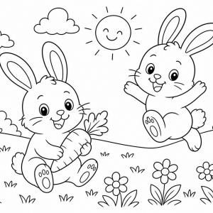 coloriage animaux mignon lapins