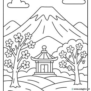 kolorowanka japon góry