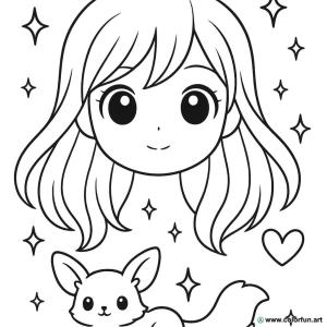 Ausmalbild Manga einfach