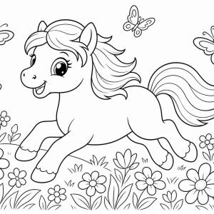 coloriage poney à galoper