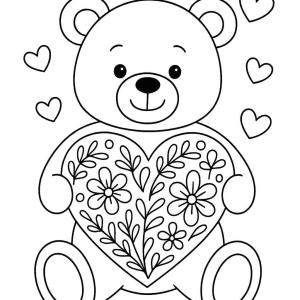 Valentine's Day coloring page with hearts