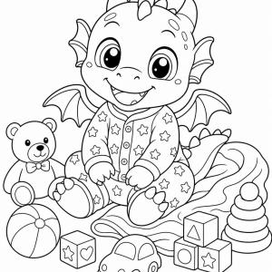 baby dragon in pajamas coloring page