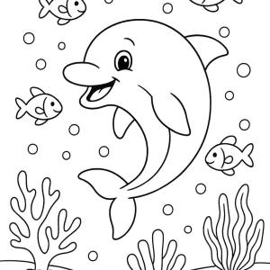 kolorowanka podwodna wesoły delfin