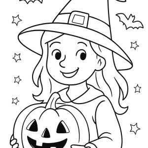 kolorowanka halloween dynia i czarownica