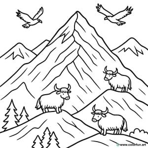 dibujo para colorear everest naturaleza