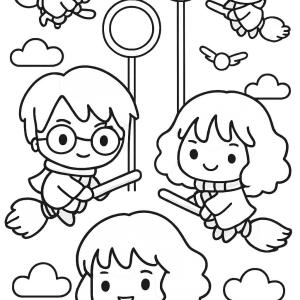 kolorowanka harry potter kawaii sceny quidditcha
