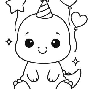 kolorowanka małego dinozaura kawaii
