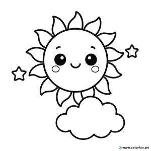 kolorowanka słońce kawaii