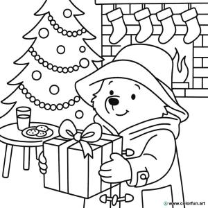 paddington christmas coloring page