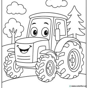 kolorowanka traktor cartoon