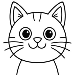 Cat head coloring page for kids