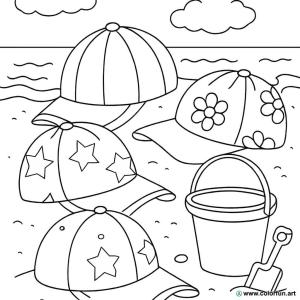 dibujo para colorear gorra de verano