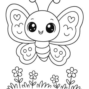 kolorowanka motyl kawaii