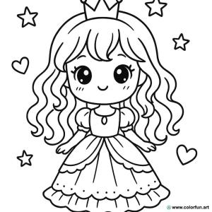 kolorowanka księżniczka kawaii manga