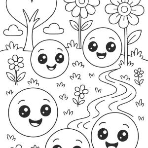kolorowanka emoji kawaii czarujące krajobrazy