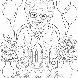desenhos para colorir vovó aniversário bolo