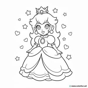 kolorowanka księżniczki Peach kawaii