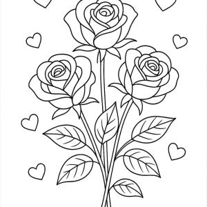 Valentine's Day coloring page with roses