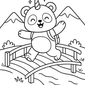 kolorowanka panda jednorożec w przygodzie