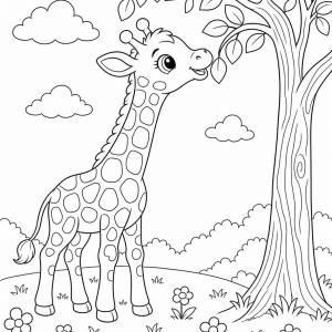 coloriage bébé animal girafe curieuse