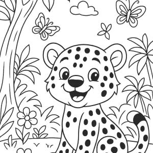 kolorowanka z leopardem dla małych