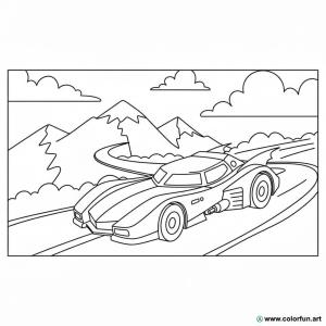 kolorowanka batmobile na drodze