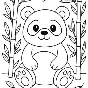 kolorowanka panda z bambusem