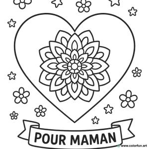 kolorowanka mandala serce mama
